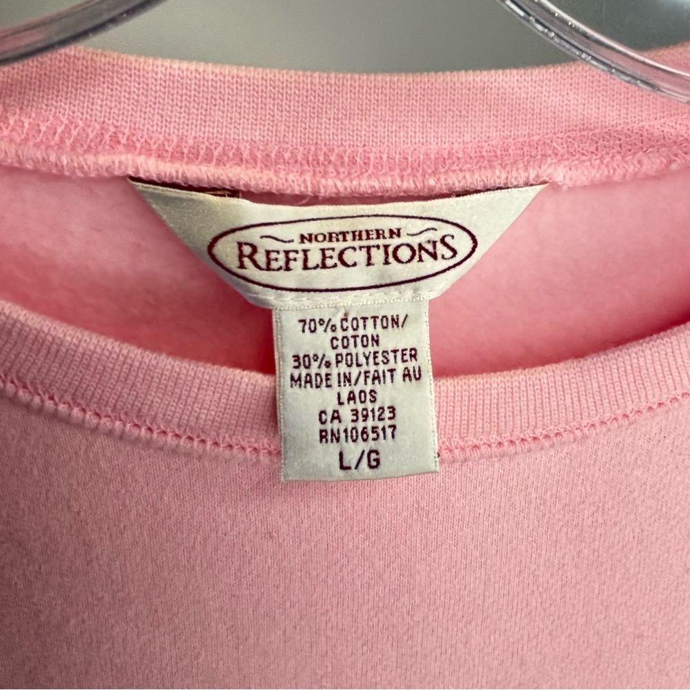 Vintage New Northern Reflections Light Pink crew-neck sweat shirt floral scene L - Picture 4 of 8